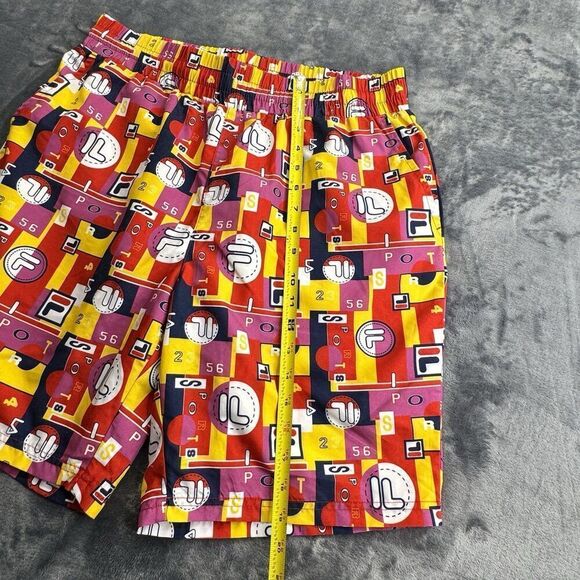 Vintage FILA Sz L Vibrant Geometric All Over Logo SPORT Shorts Swimming Trunks - Picture 8 of 11